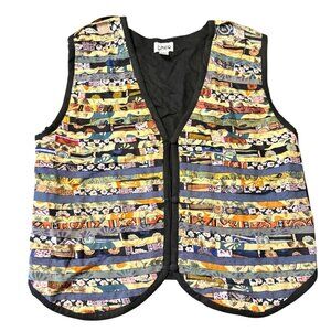Vintage 90's Theo Womens Vest L‎ Multicolor boho patchwork vest